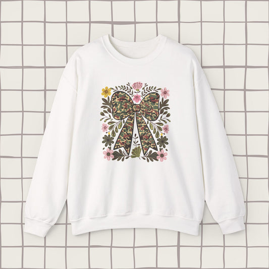 Floral camo bow sweatshirt