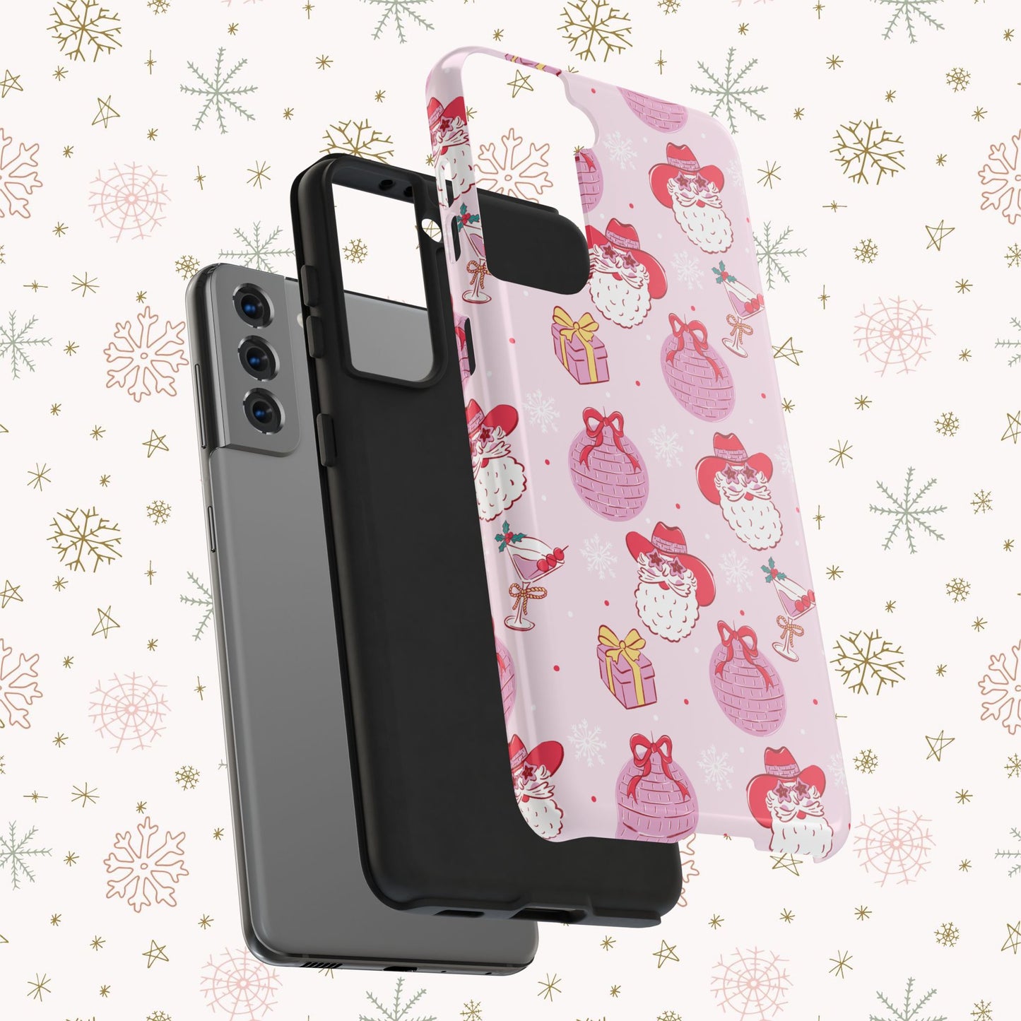 Preppy pink santa phone case