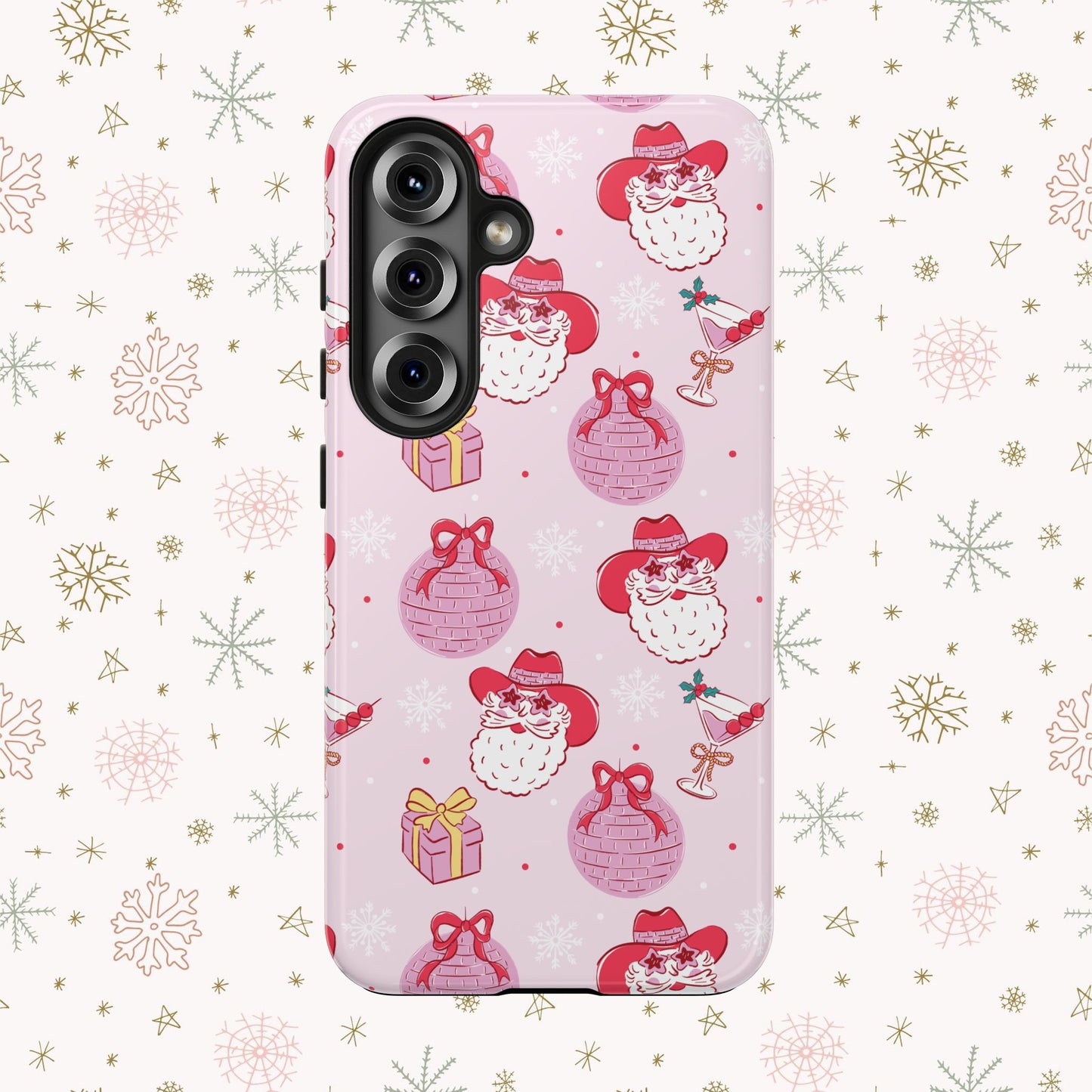 Preppy pink santa phone case