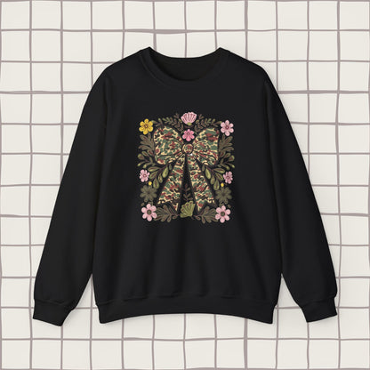 Floral camo bow sweatshirt