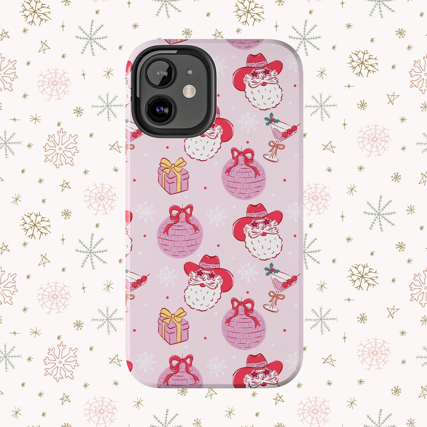 Preppy pink santa phone case