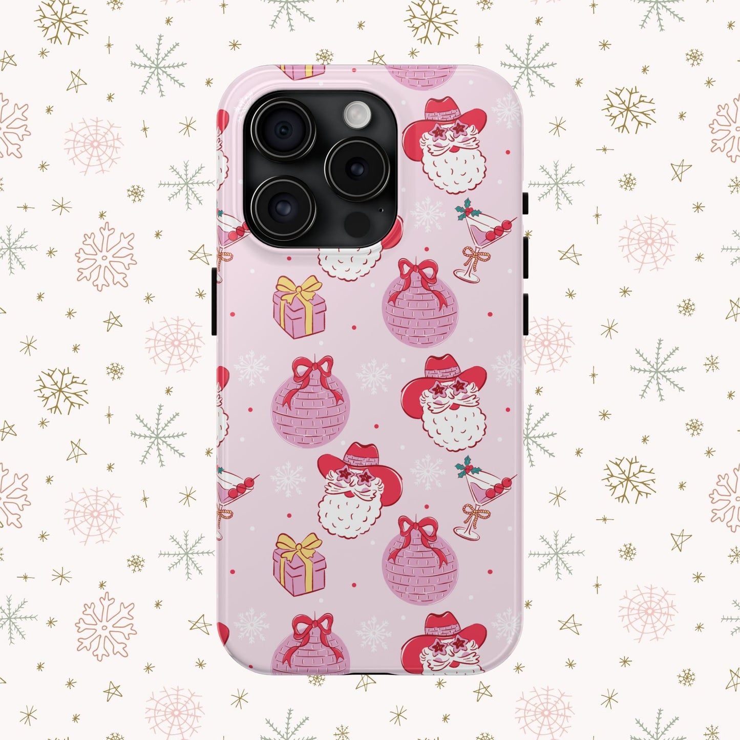 Preppy pink santa phone case