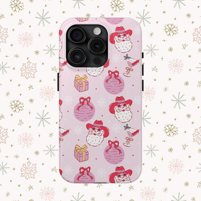 Preppy pink santa phone case