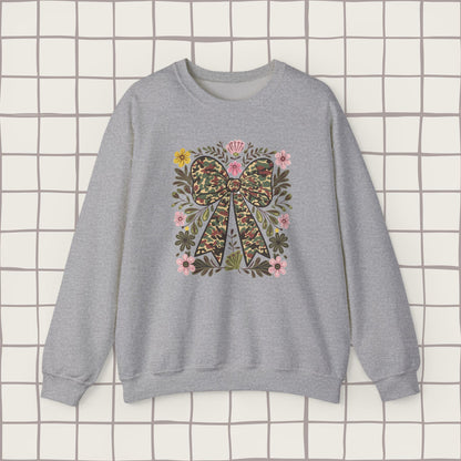 Floral camo bow sweatshirt