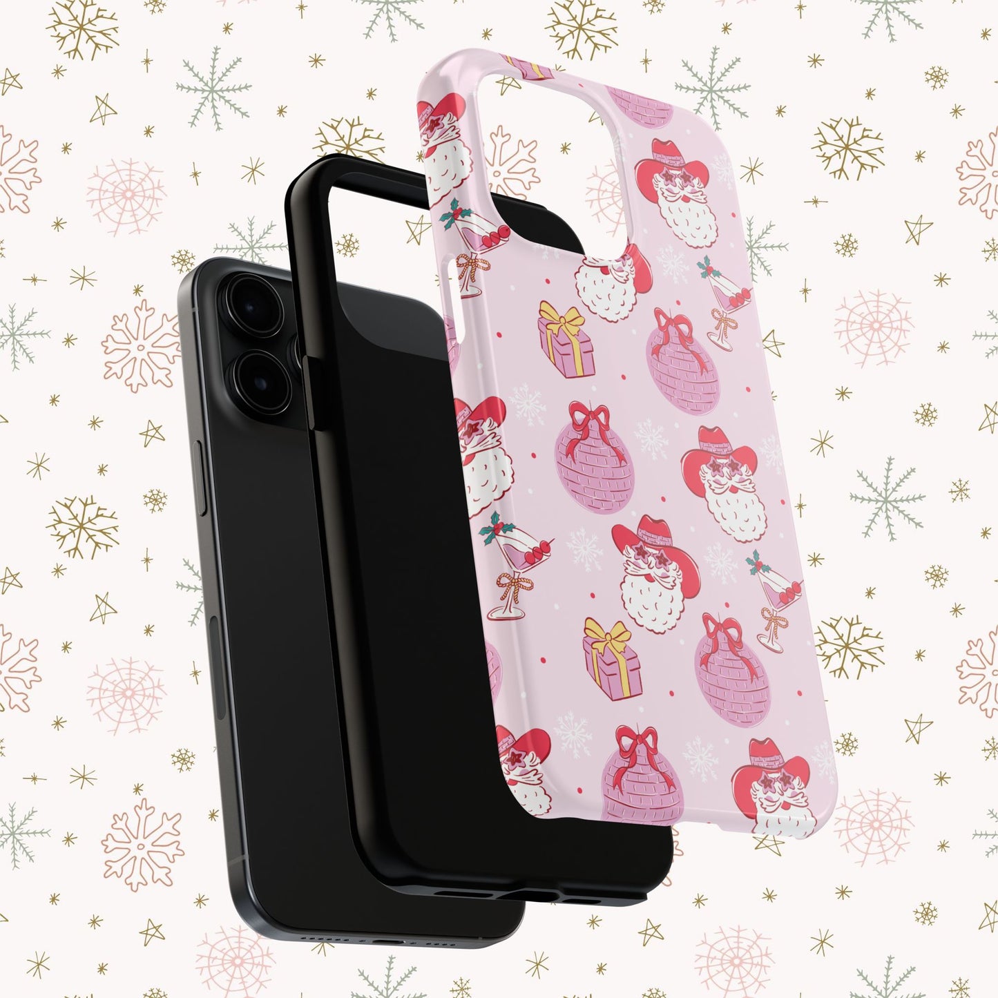 Preppy pink santa phone case