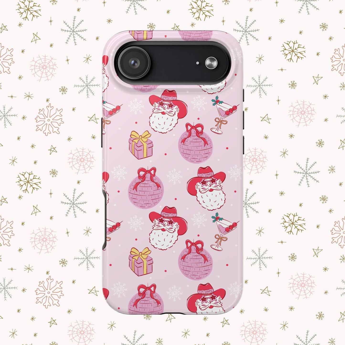 Preppy pink santa phone case