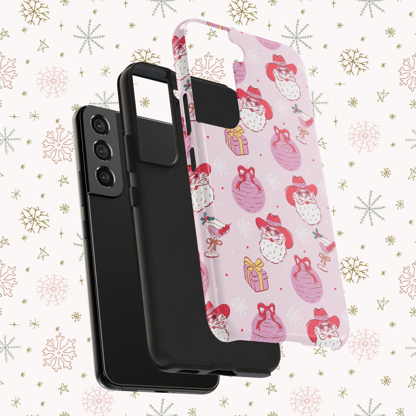 Preppy pink santa phone case