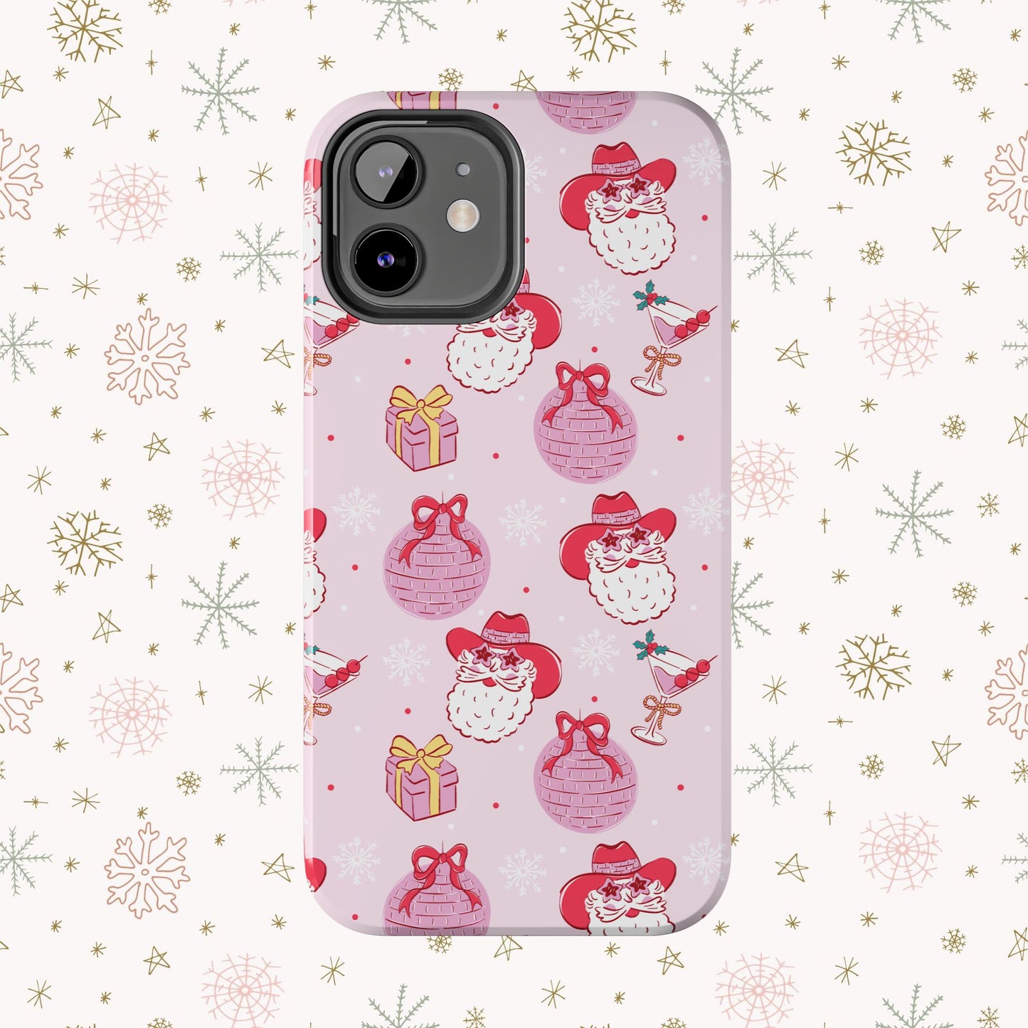 Preppy pink santa phone case