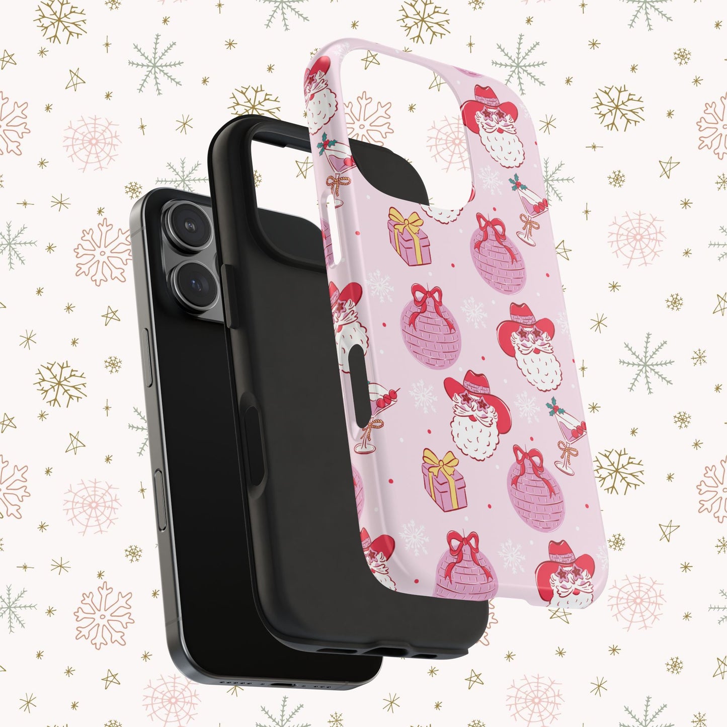 Preppy pink santa phone case