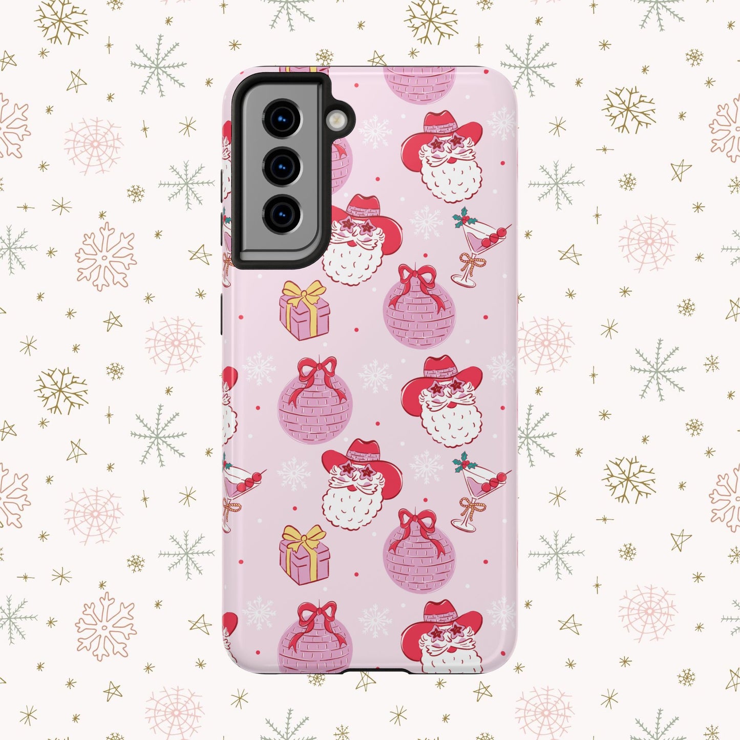 Preppy pink santa phone case