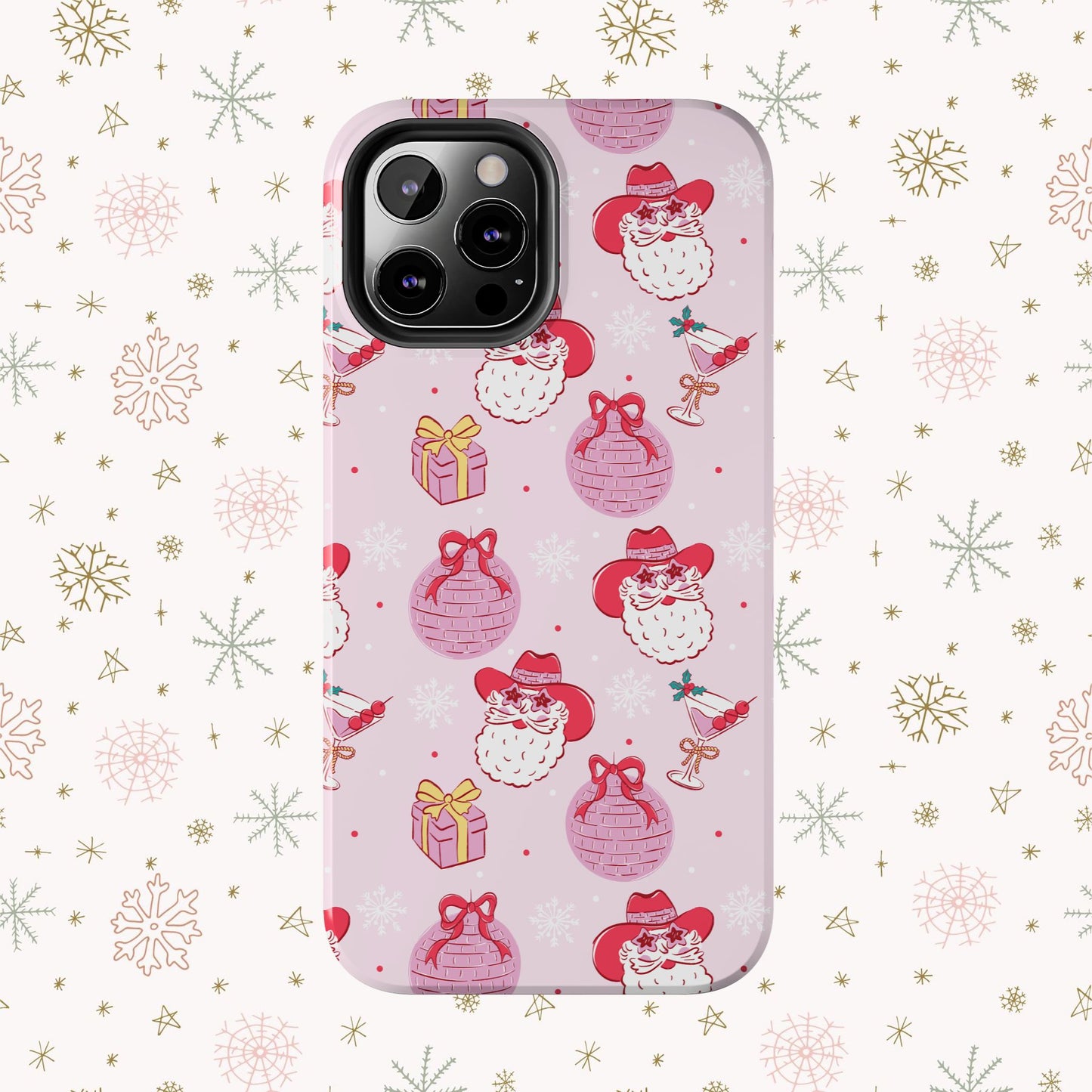 Preppy pink santa phone case