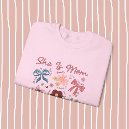 She Is… Mom Sweatshirt ✝️🌸