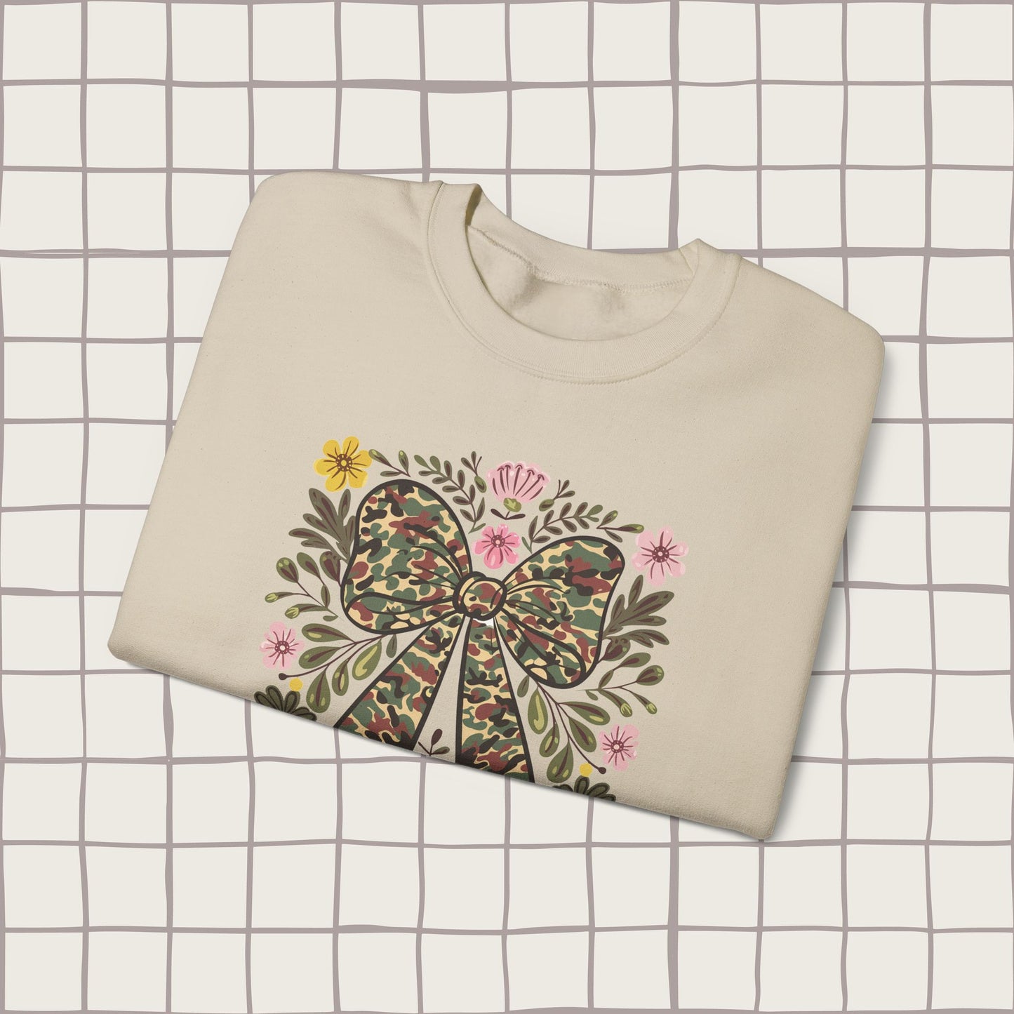 Floral camo bow sweatshirt