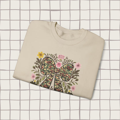 Floral camo bow sweatshirt