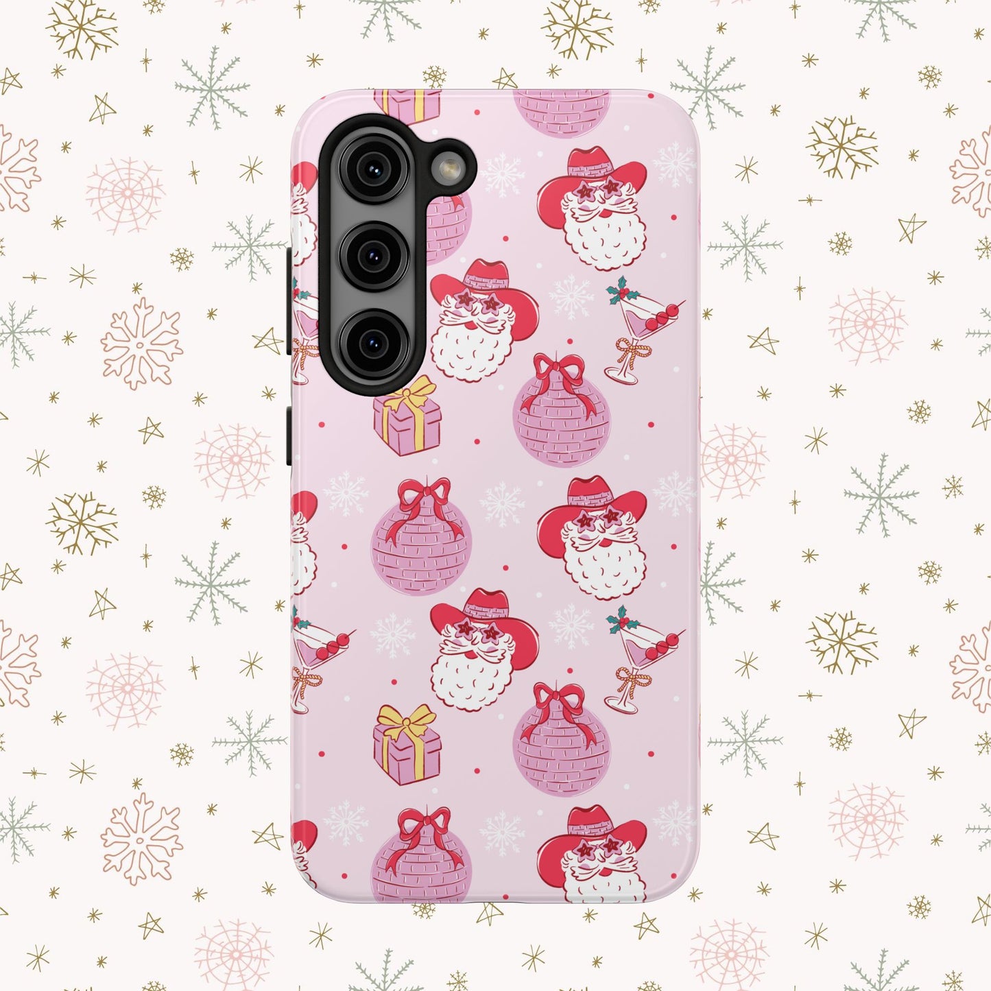 Preppy pink santa phone case
