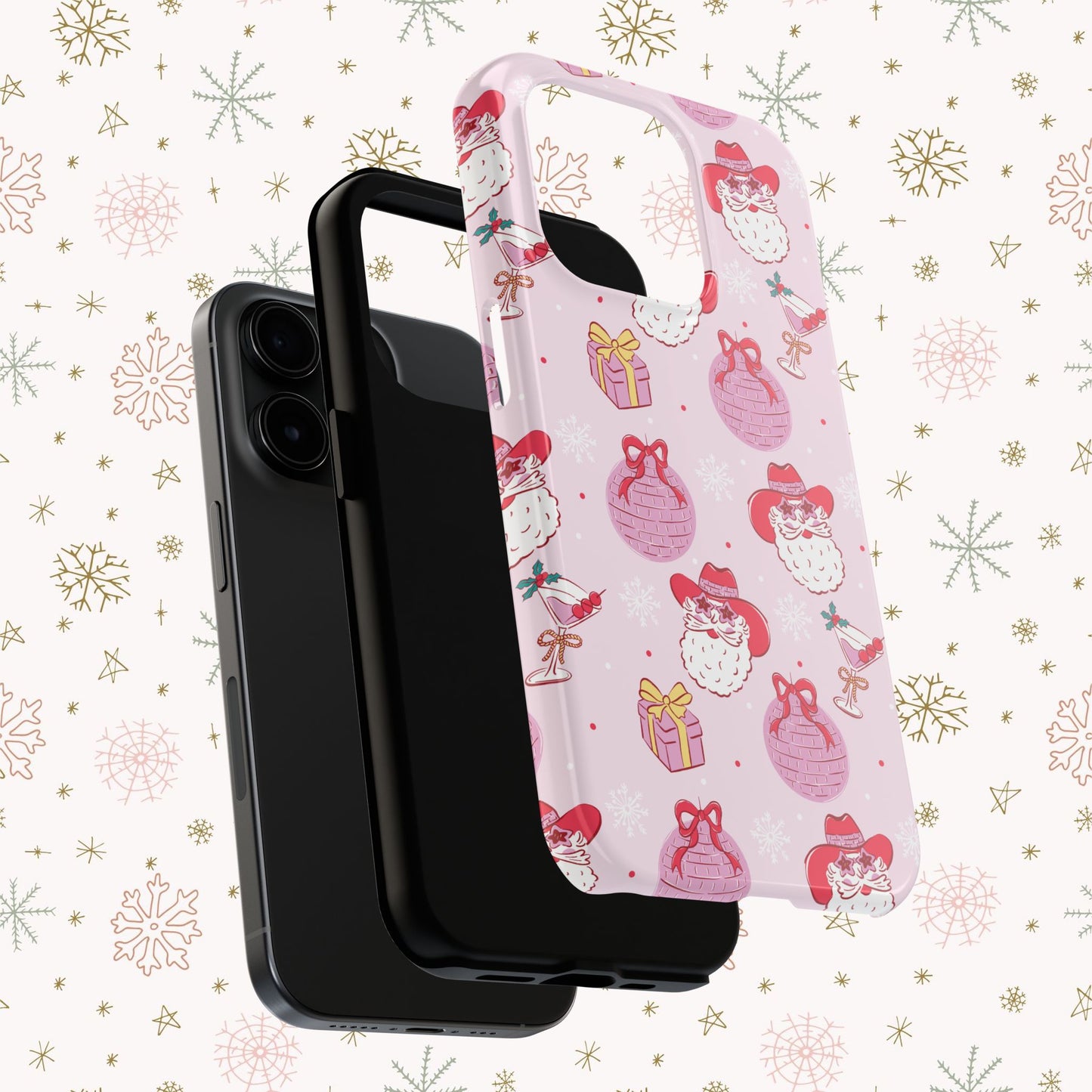 Preppy pink santa phone case