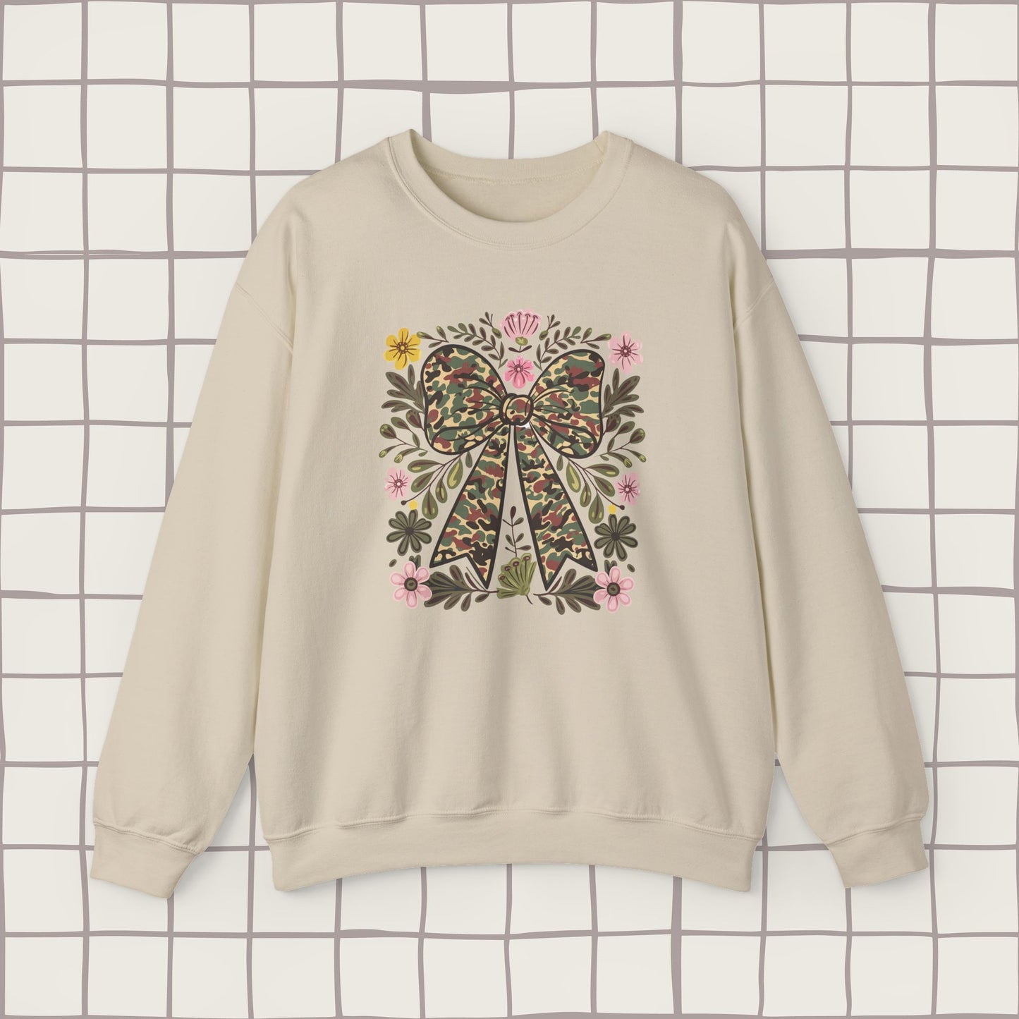 Floral camo bow sweatshirt