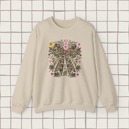 Floral camo bow sweatshirt