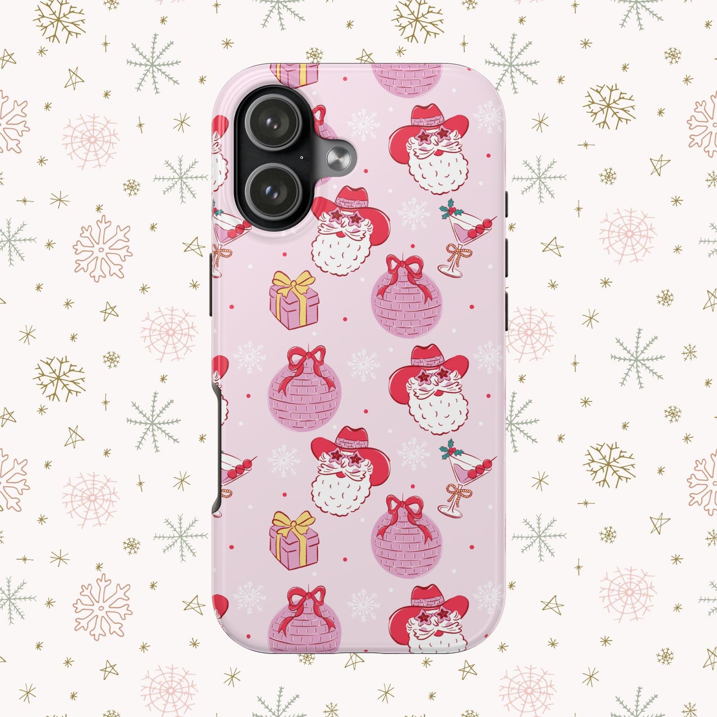 Preppy pink santa phone case