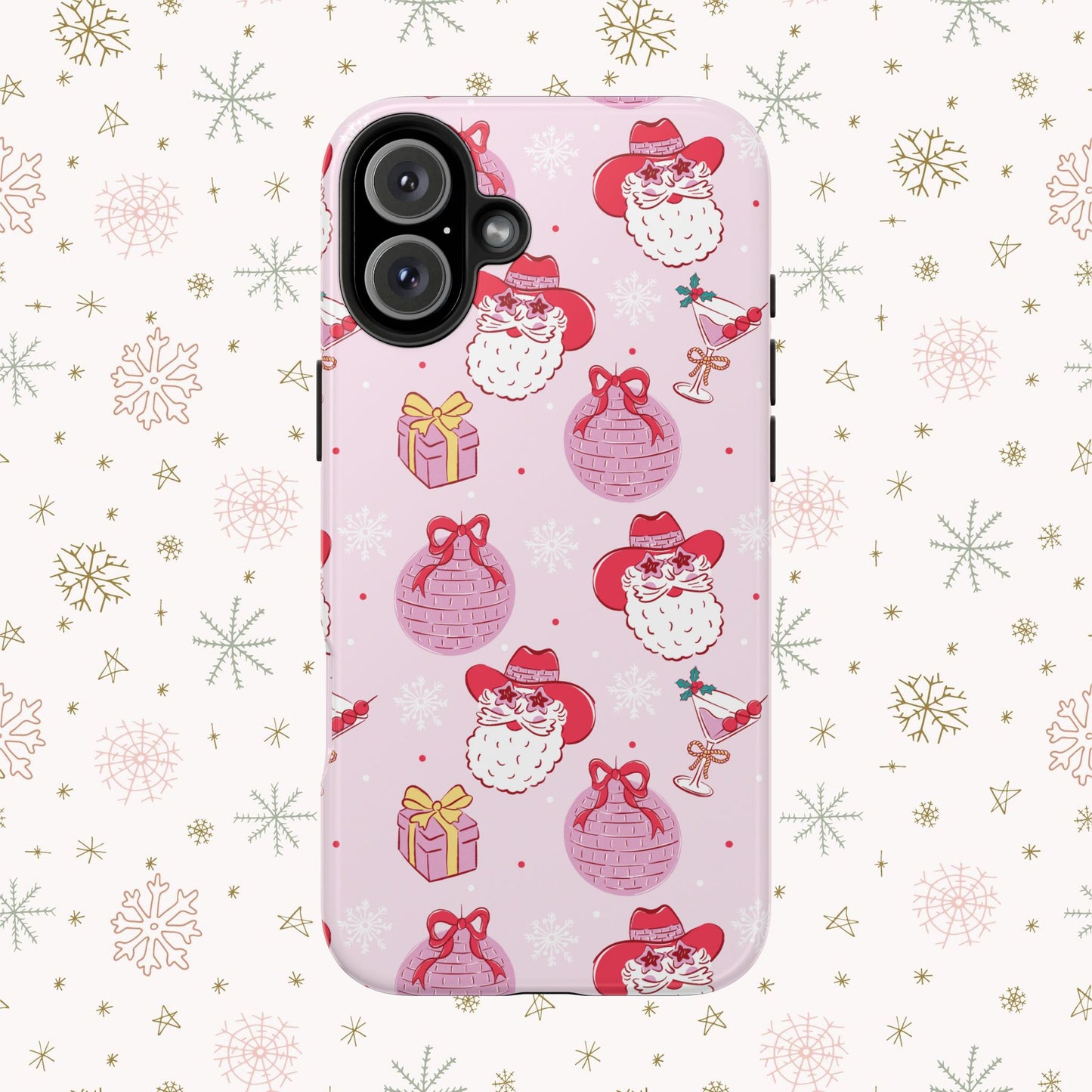 Preppy pink santa phone case
