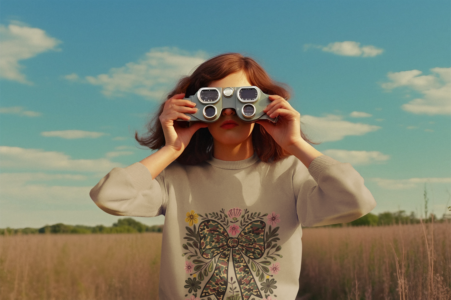 Floral camo bow sweatshirt
