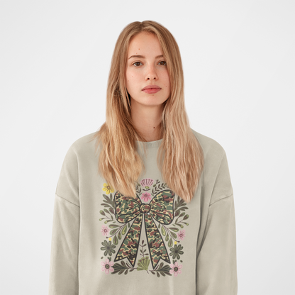Floral camo bow sweatshirt
