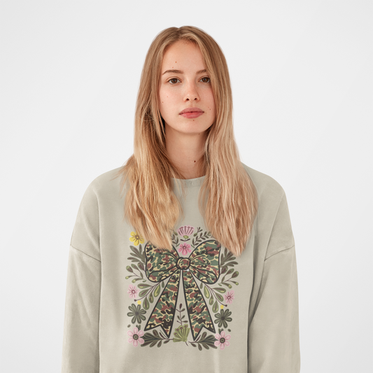 Floral camo bow sweatshirt