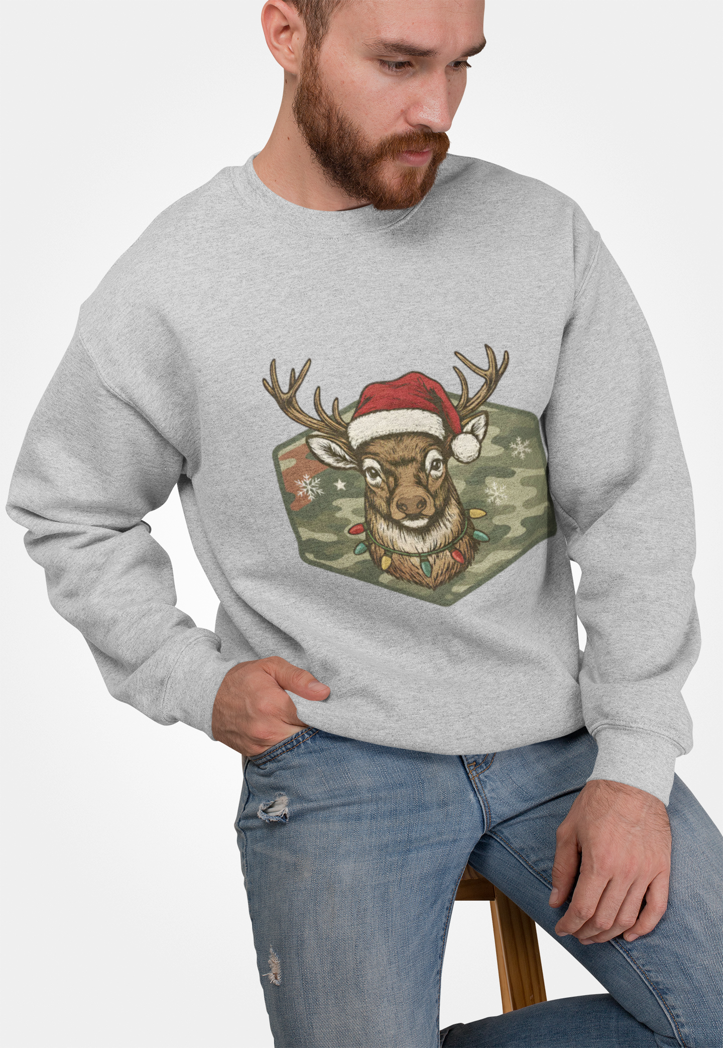 Mens Christmas Deer Sweatshirt