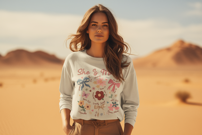 She Is… Mom Sweatshirt ✝️🌸