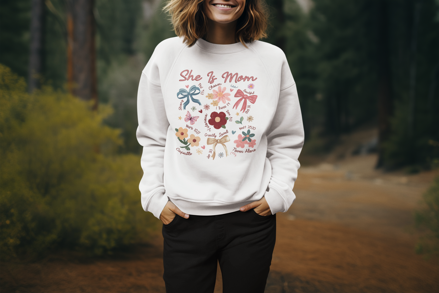 She Is… Mom Sweatshirt ✝️🌸