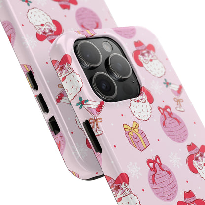 Preppy pink santa phone case
