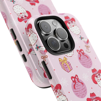 Preppy pink santa phone case