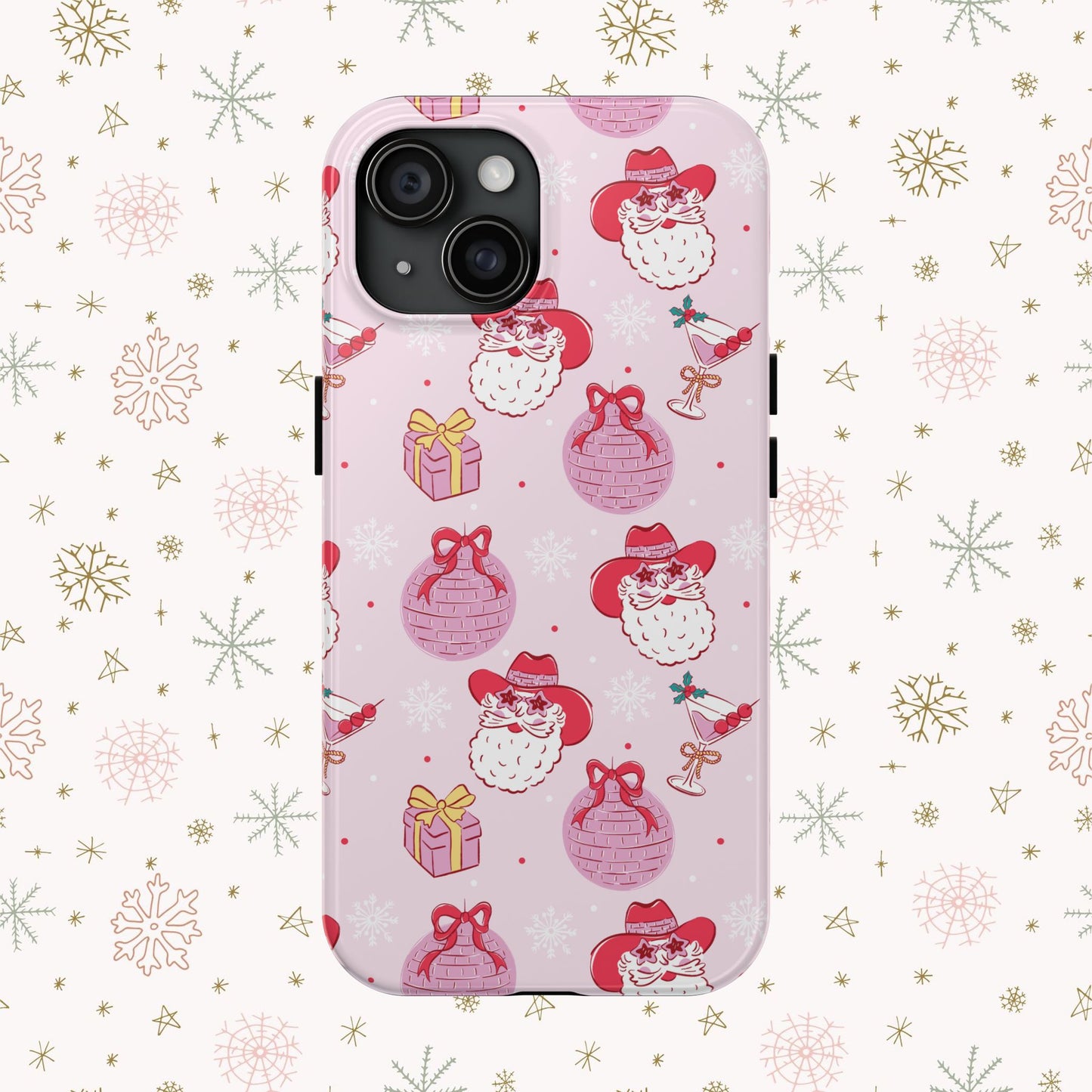 Preppy pink santa phone case