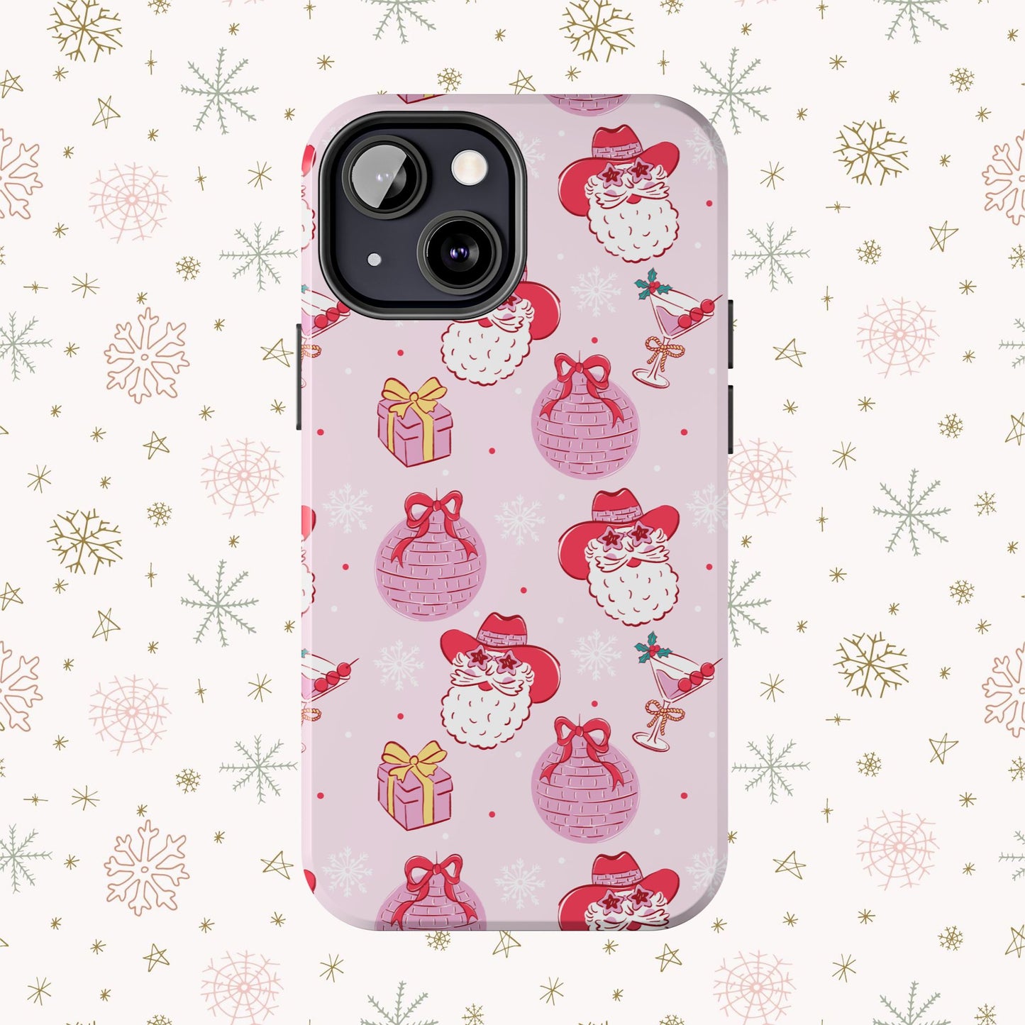 Preppy pink santa phone case