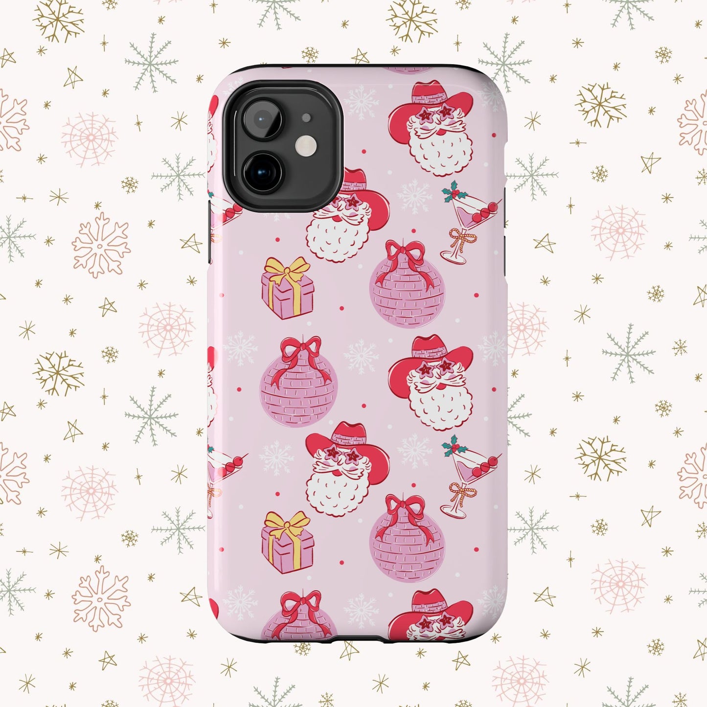 Preppy pink santa phone case