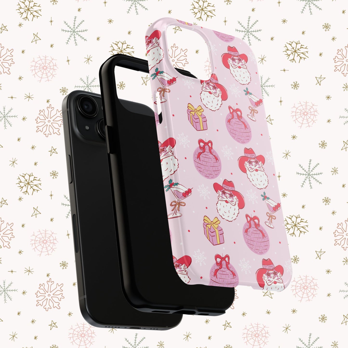 Preppy pink santa phone case