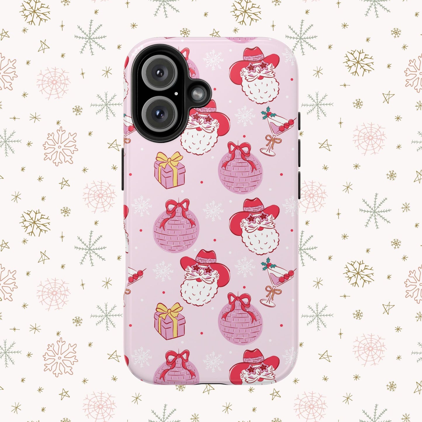 Preppy pink santa phone case