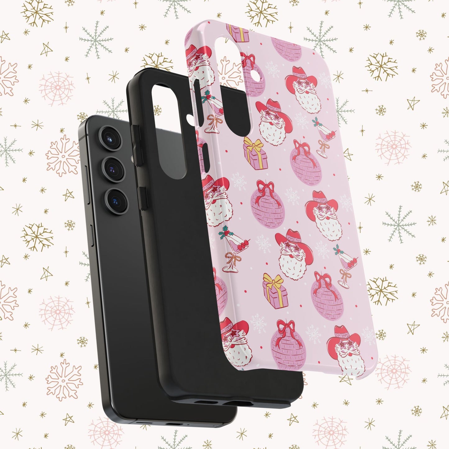 Preppy pink santa phone case