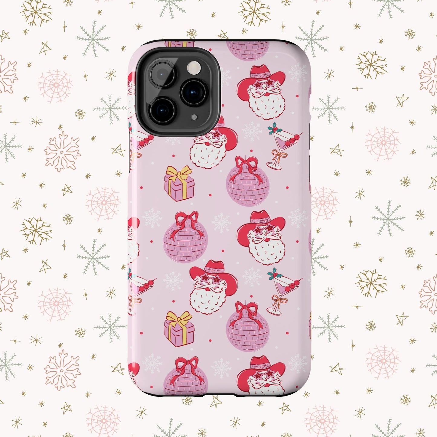Preppy pink santa phone case