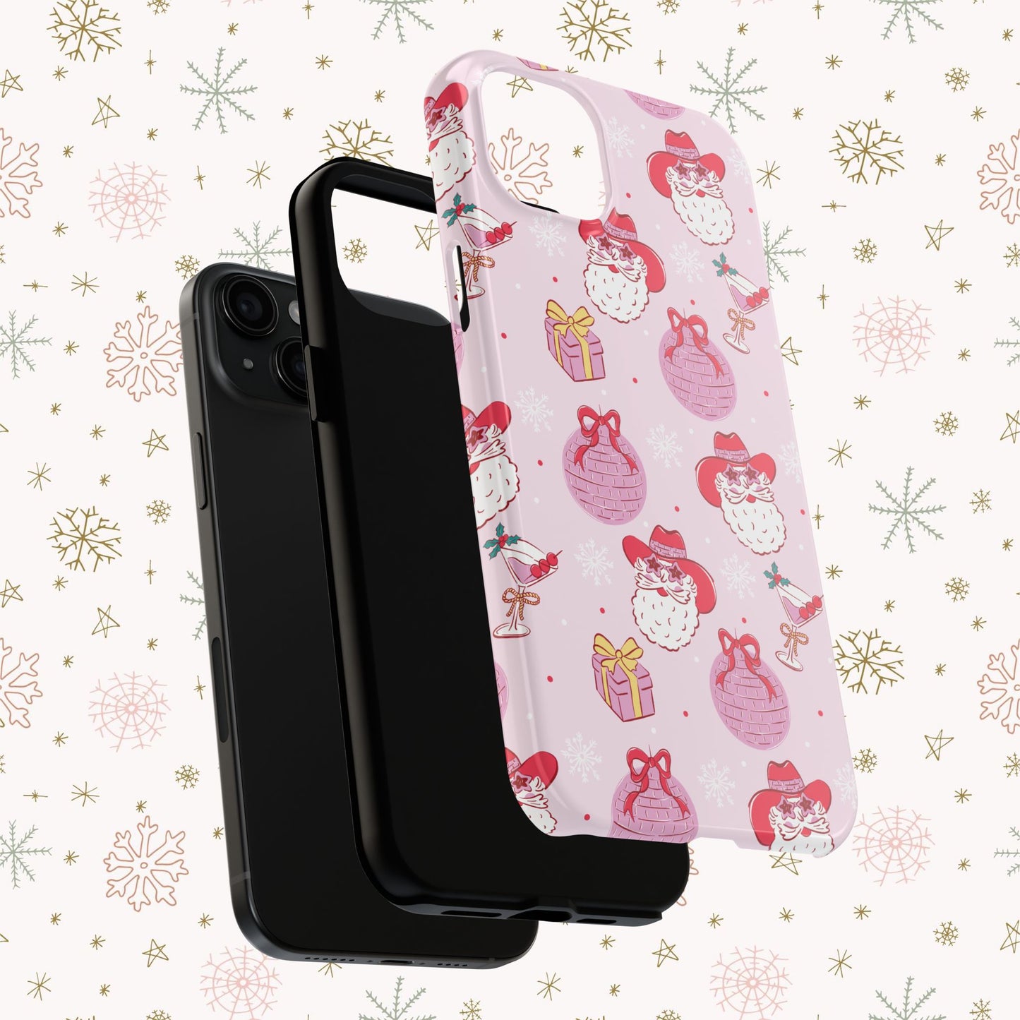 Preppy pink santa phone case