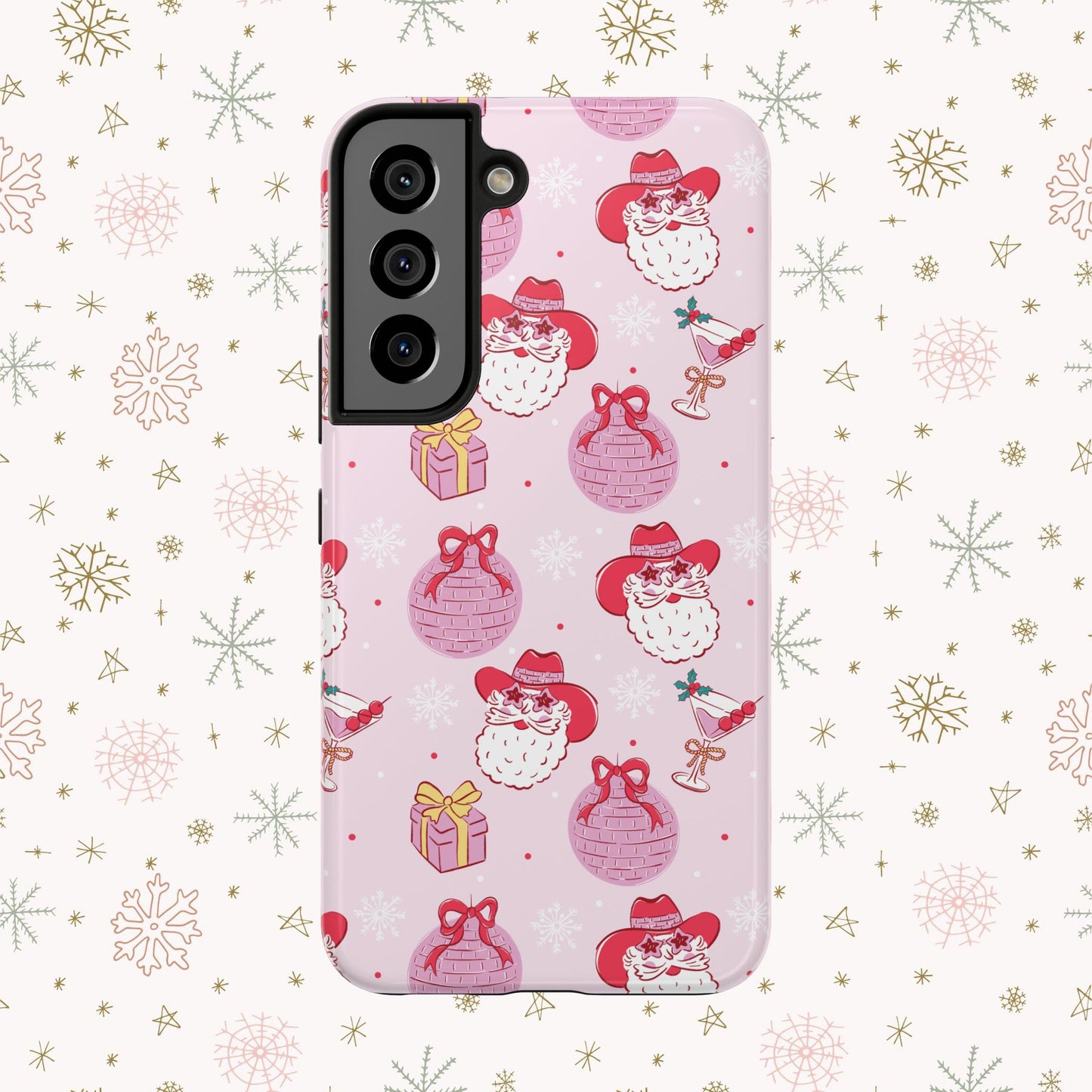 Preppy pink santa phone case