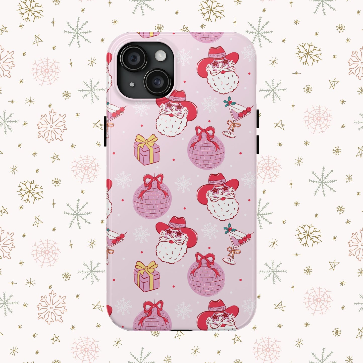 Preppy pink santa phone case