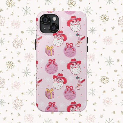 Preppy pink santa phone case