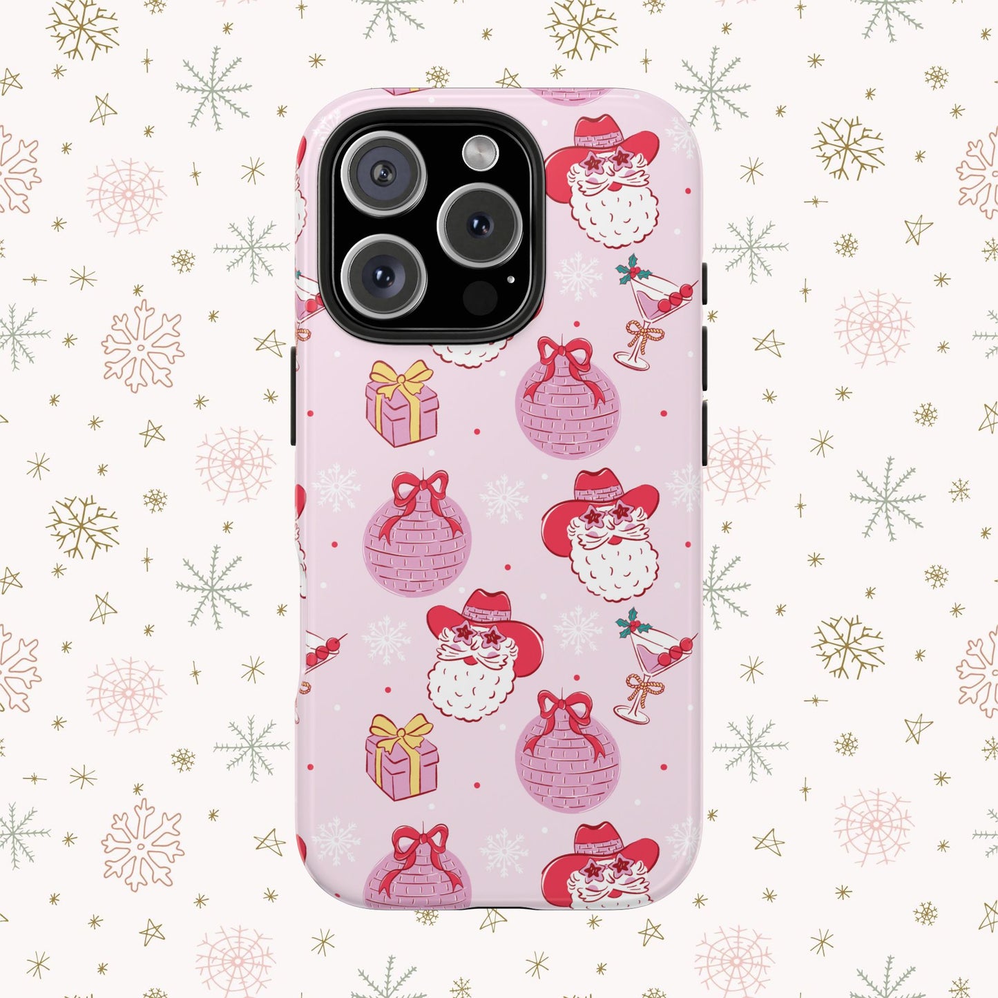 Preppy pink santa phone case