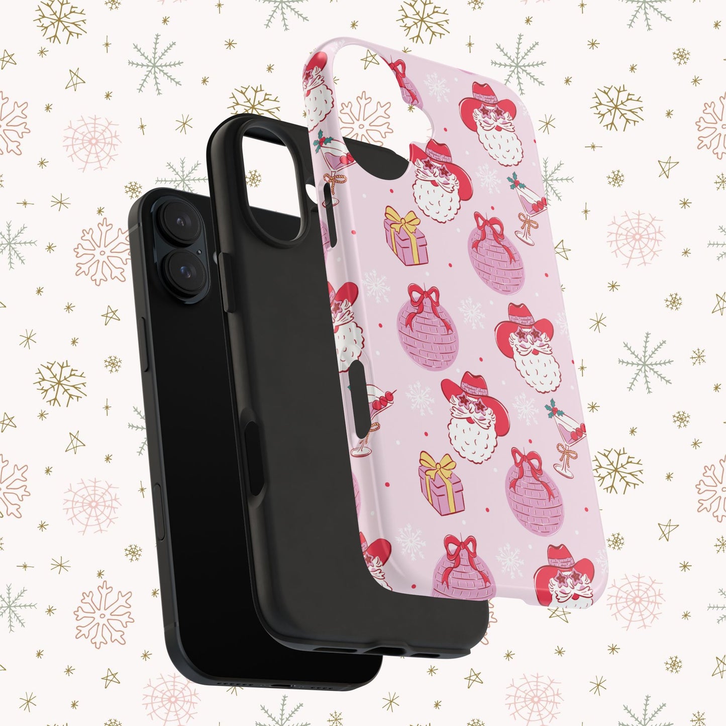 Preppy pink santa phone case