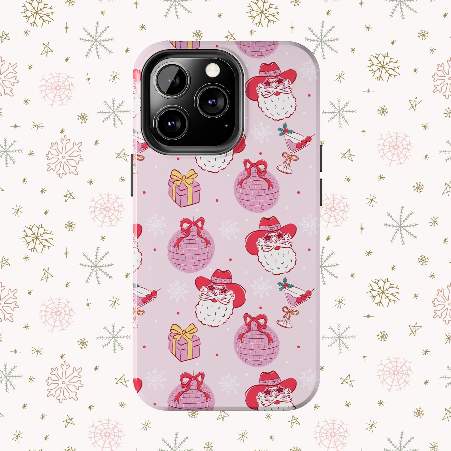Preppy pink santa phone case