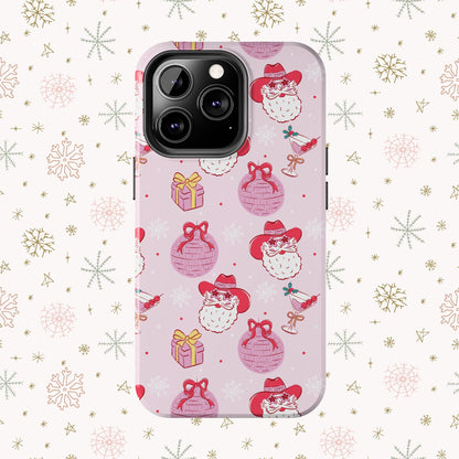 Preppy pink santa phone case