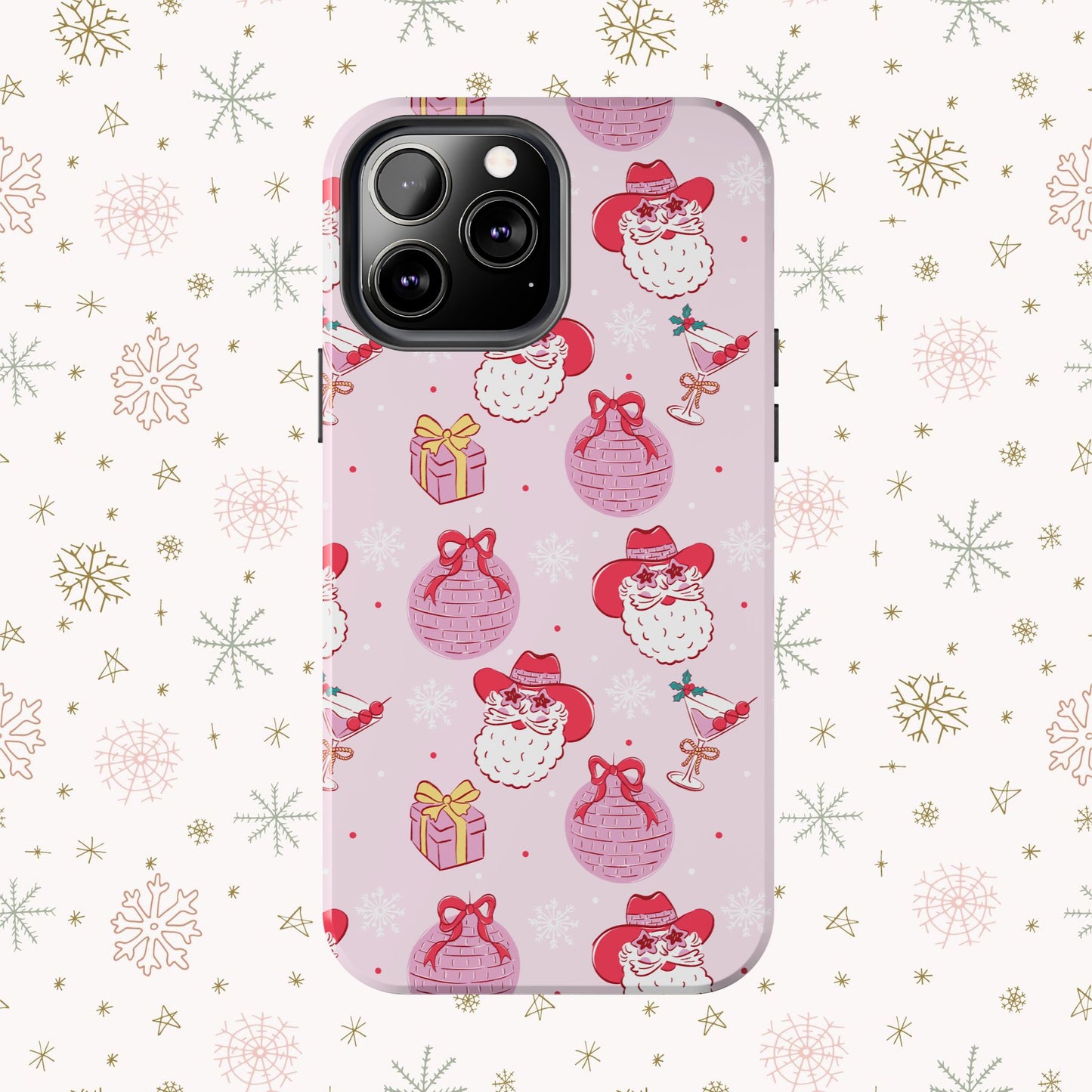 Preppy pink santa phone case