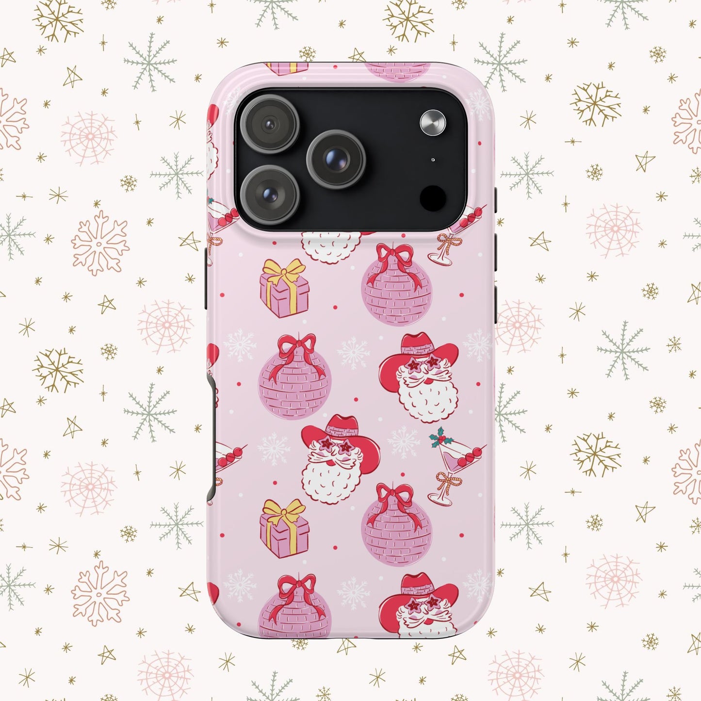 Preppy pink santa phone case