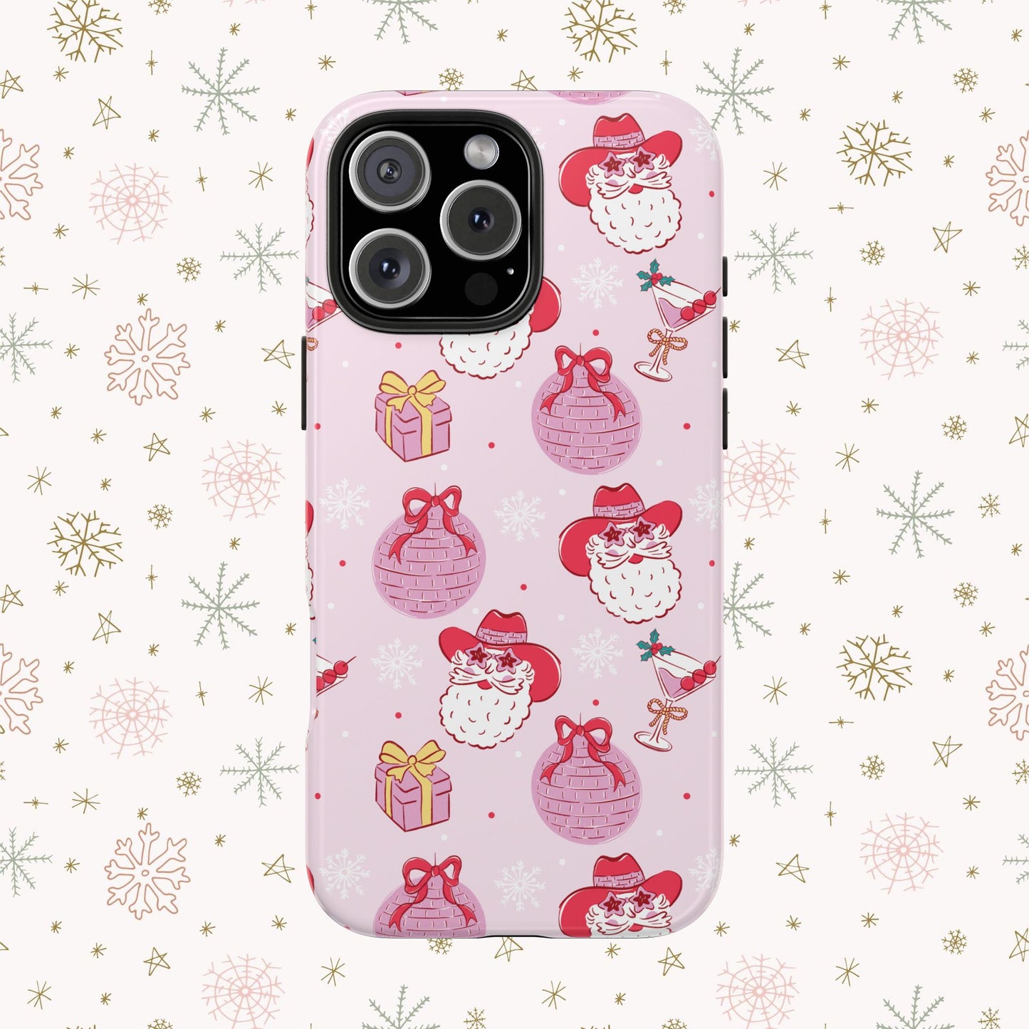 Preppy pink santa phone case